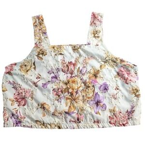 Floral Crop Top With Embroidery